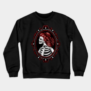 Red Skeleton Girl in Frame Cameo Crewneck Sweatshirt